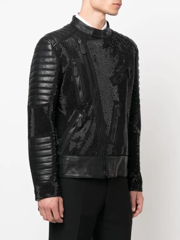 Philipp Plein leather disco biker jacket