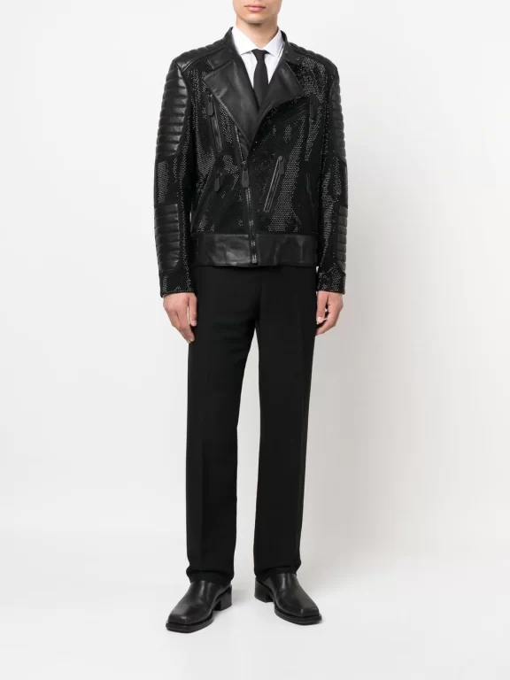 Philipp Plein leather disco biker jacket