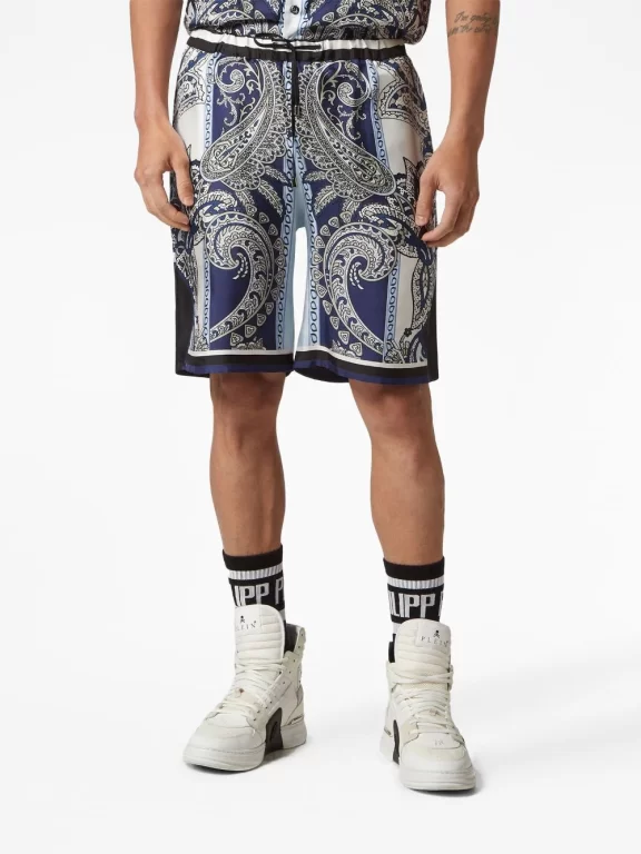 Philipp Plein paisley-print silk short