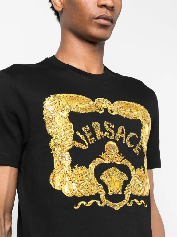 Versace Seashell Baroque-embroidered T-shirt