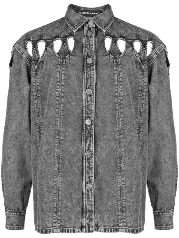 VII Victor Wang cut-out detailing denim jacket