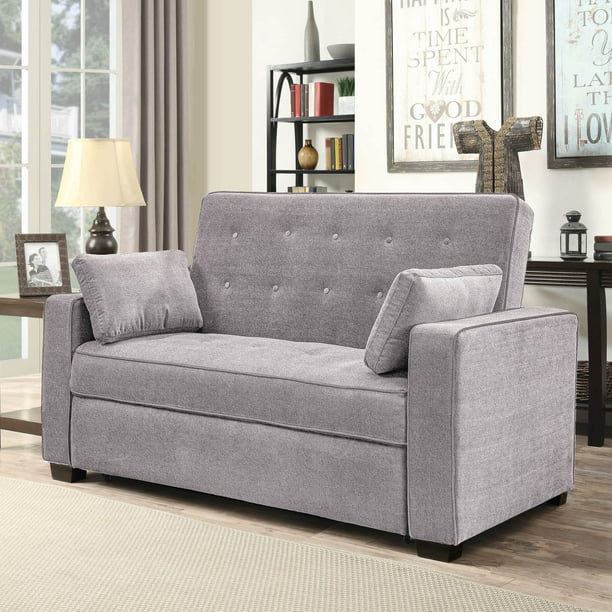 Serta Monroe Modern Loveseat with Sleeper, Light Gray Fabric