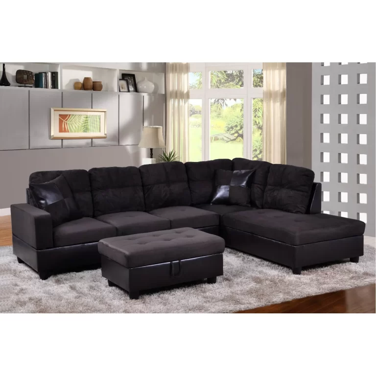 Lifestyle Furniture LF105B Avellino Right Hand Facing Sectional Sofa- Dark Chocolate – 35 x 103.5 x 74.5 in.