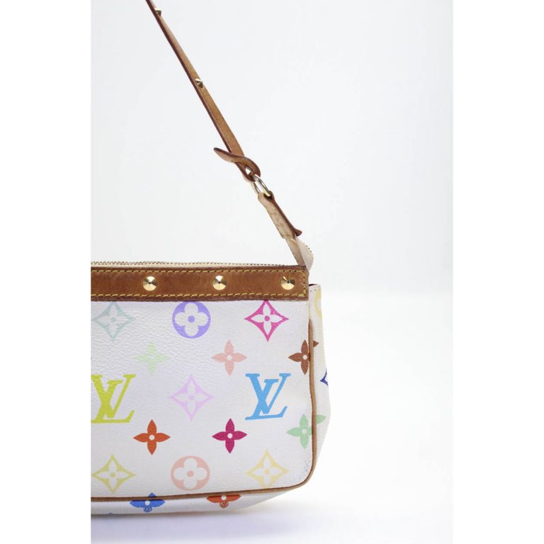 Pre-owned|Louis Vuitton Womens Coated Canvas Monogrammed Pouchette Shoulder Bag Handbag