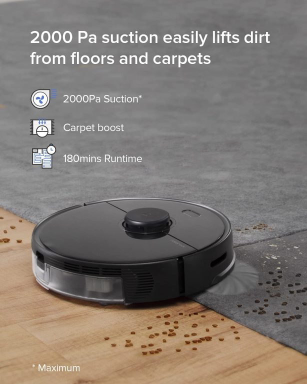 roborock S5 MAX Robot Vacuum and Mop Cleaner, Self-Charging Robotic Vacuum, Lidar Navigation, Selective Room Cleaning, No-mop Zones, 2000