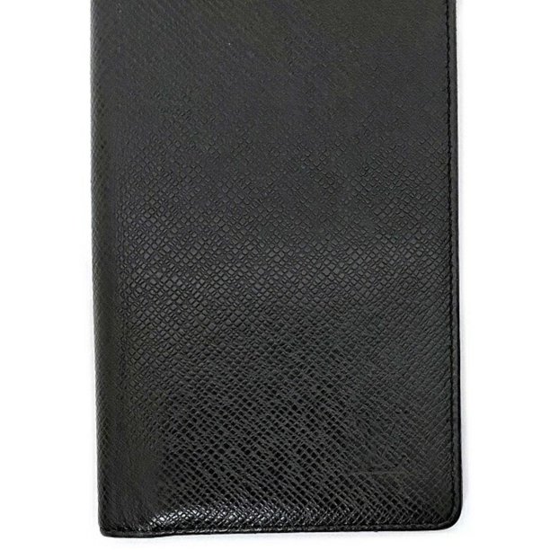 Authenticated Used Notebook Cover Agenda Posh Black Noir Taiga R20425 Leather CA1110 LOUIS VUITTON Men’s