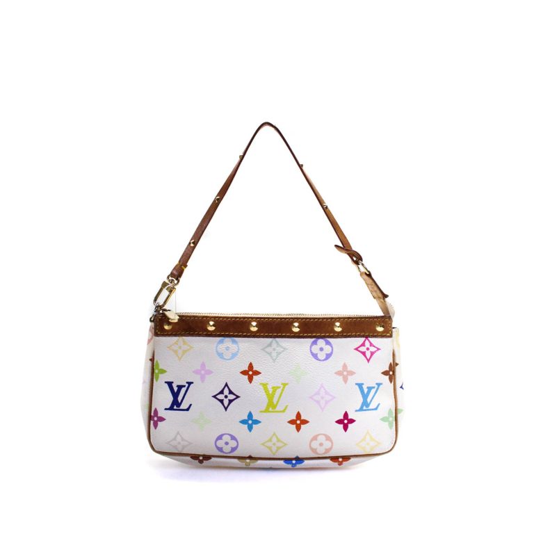 Pre-owned|Louis Vuitton Womens Coated Canvas Monogrammed Pouchette Shoulder Bag Handbag