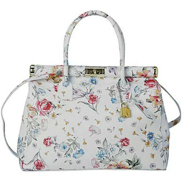 Sharo Floral Design Italian Leaher Tote and Shoulder Bag