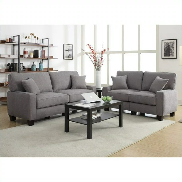 Serta RTA Martinique 2 Piece 78″ Sofa Set in Kona Gray