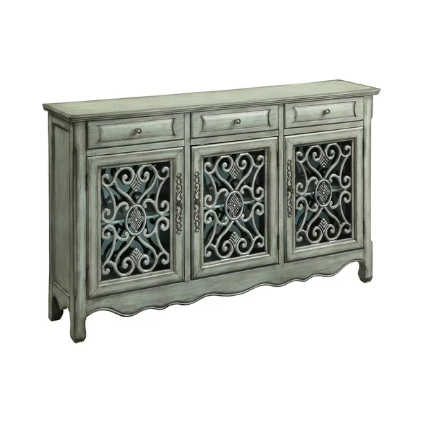 3-Door Accent Cabinet Antique Green