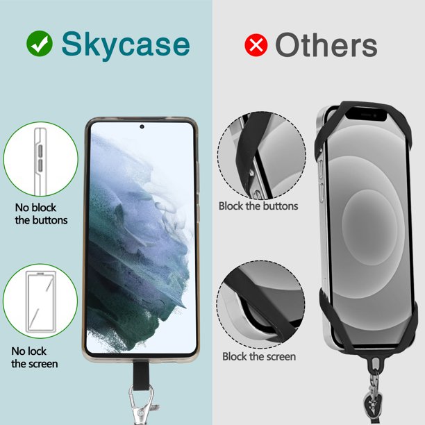 Skycase Phone Lanyard,2 PACK Universal Crossbody Cell Phone Lanyard with 2 × Pads,2 × Adjustable Shoulder Neck Straps, Cell Phone Lanyard Compatible with All Smartphone,Black