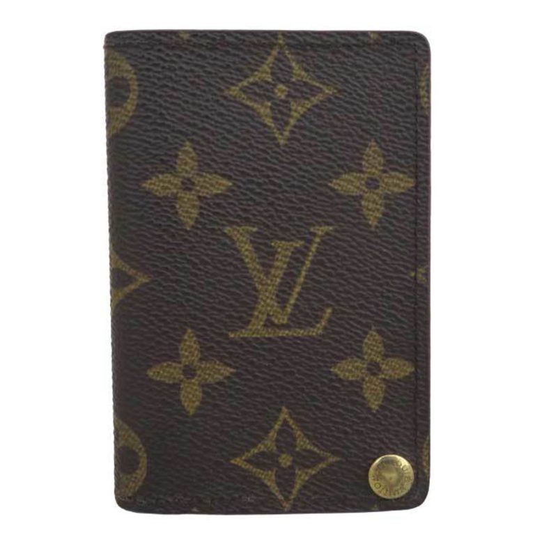 Authenticated Used Louis Vuitton LOUIS VUITTON Card Case Monogram Porto Cult Credit Pression Canvas Brown Gold Unisex M60937