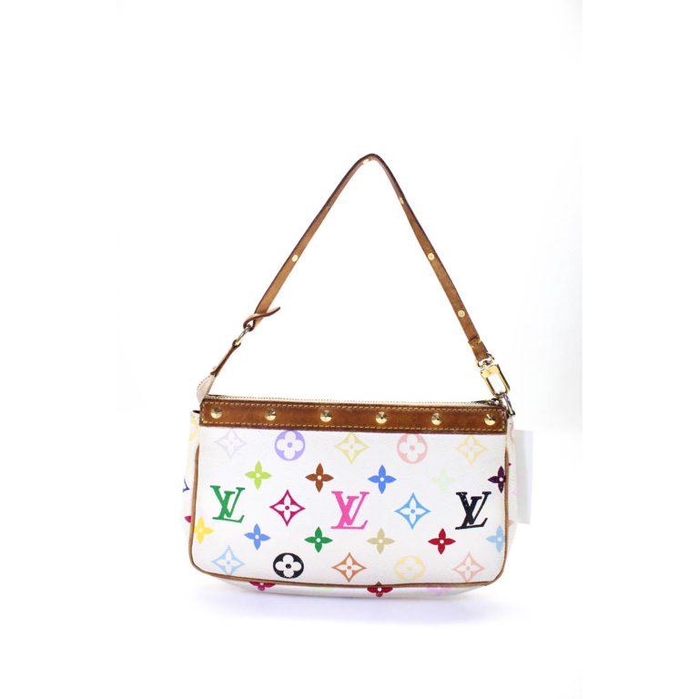 Pre-owned|Louis Vuitton Womens Coated Canvas Monogrammed Pouchette Shoulder Bag Handbag