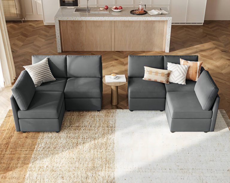 INSY HOME Modular Couches and Sofas Sectional with Storage Sectional Sofa U Shaped Sectional Couch with Reversible Chaises, Dark Gray