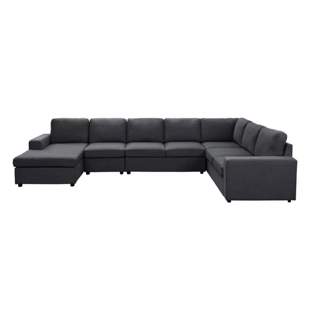 146.5″ Gray Tifton Modular Sectional Sofa with Reversible Chaise