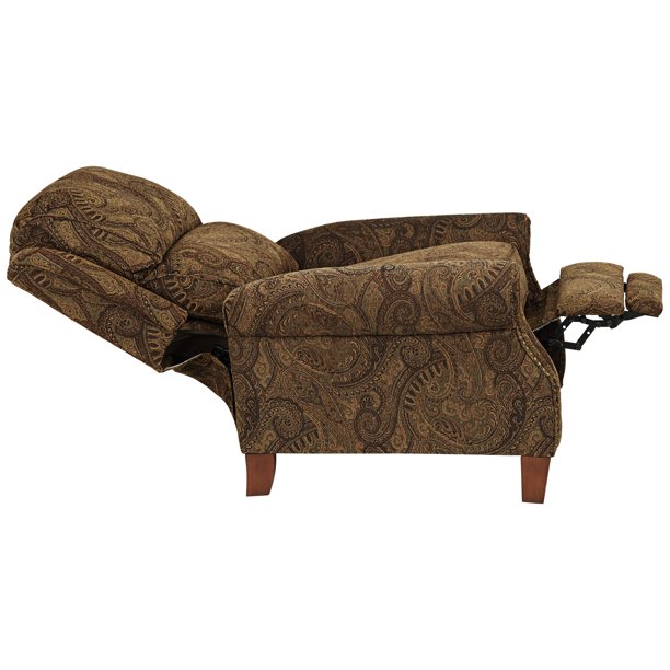 Kensington Hill Warm Brown Recliner Chair Traditional Armchair Comfortable Manual Reclining Footrest, Polyester