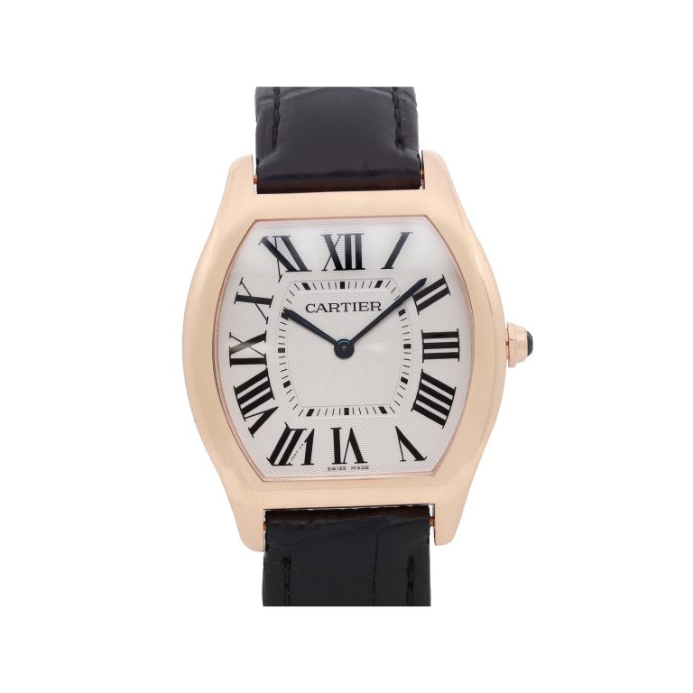 Cartier Tortue 36mm 18K Rose Gold Silver Dial Hand Wind Mens Watch WGTO0002