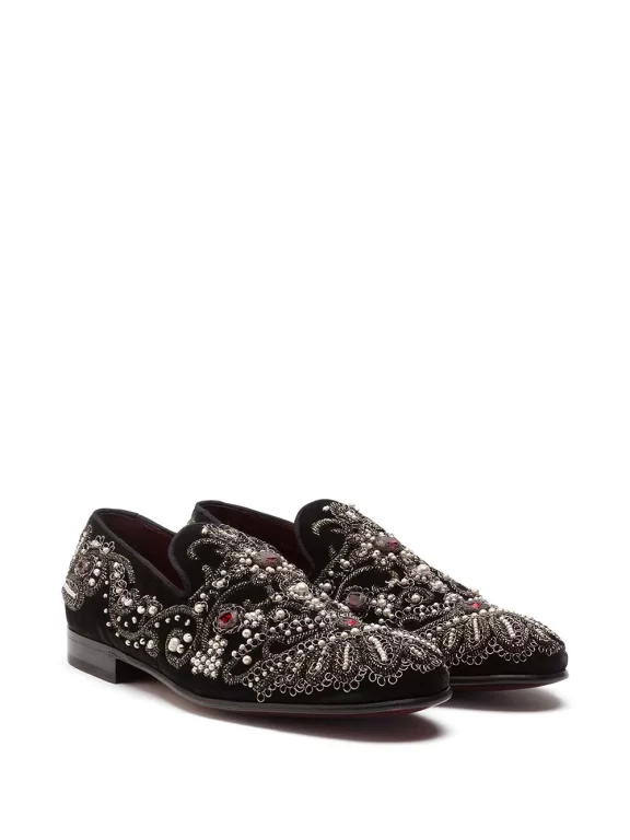 Dolce & Gabbana embroidered velvet slippers