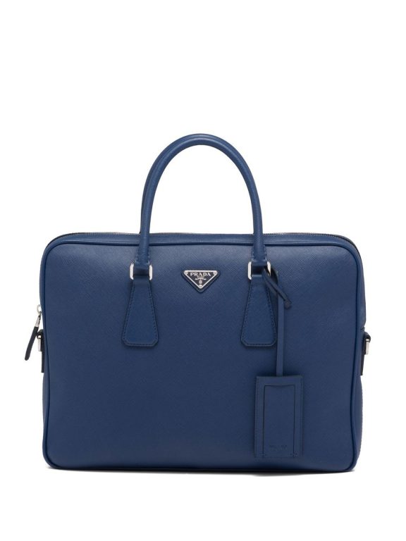 Prada triangle-logo Saffiano leather briefcase