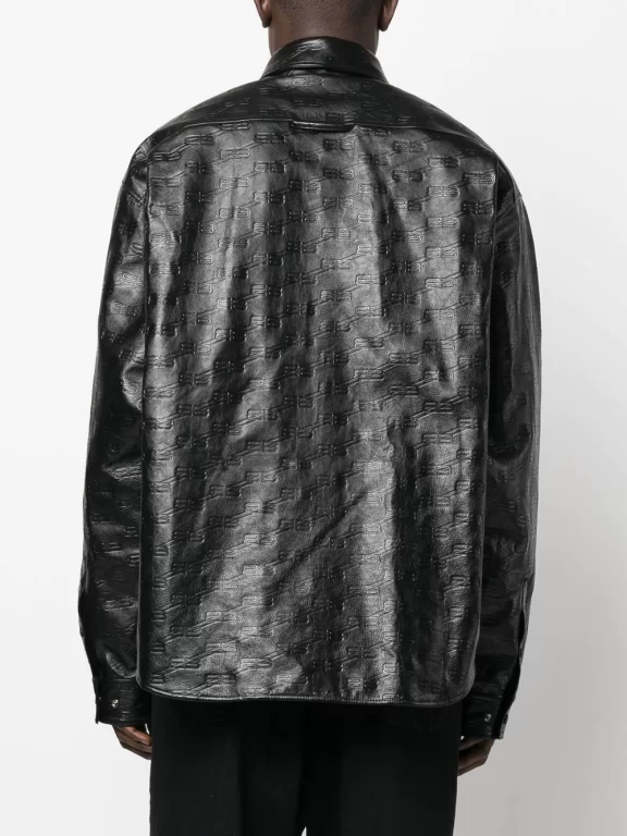 Balenciaga BB-monogram leather shirt jacket