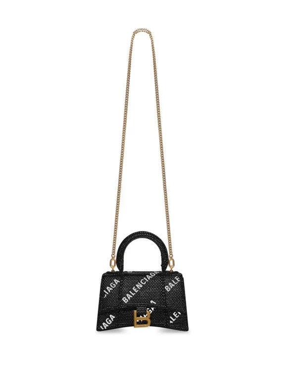 Balenciaga XS Hourglass crystal-embellished tote bag