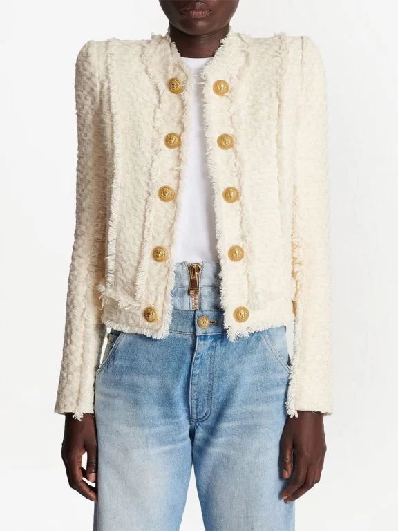 Balmain frayed fitted jacket