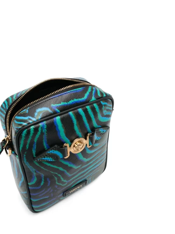 Versace zebra-print leather messenger bag