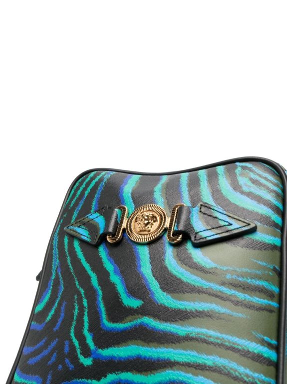 Versace zebra-print leather messenger bag