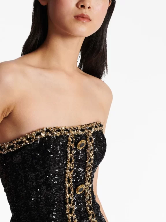 Balmain sequin-embellishment bustier minidress