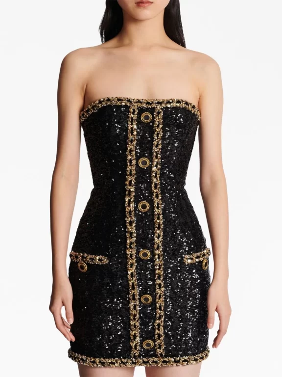 Balmain sequin-embellishment bustier minidress