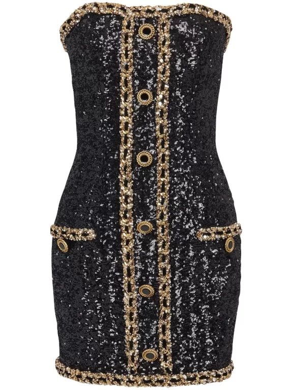 Balmain sequin-embellishment bustier minidress