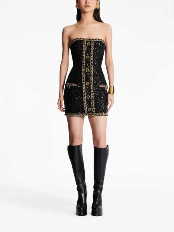 Balmain sequin-embellishment bustier minidress