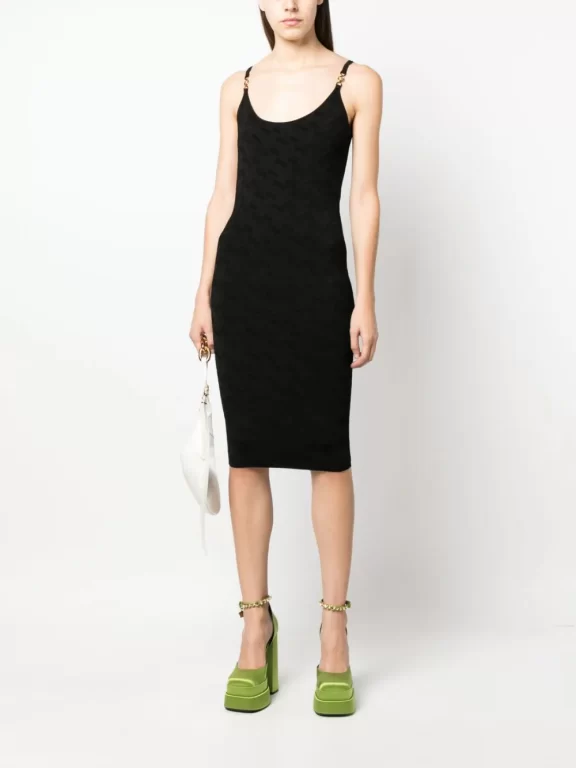 Versace La Greca knitted midi dress