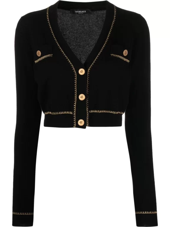 Versace V-neck Cropped Cardigan