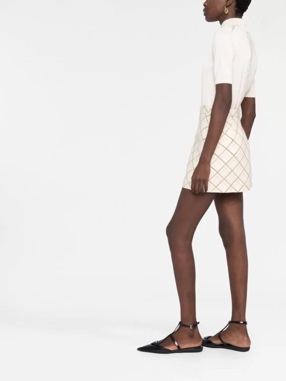 Valentino Garavani Lattice-embroidery Miniskirt