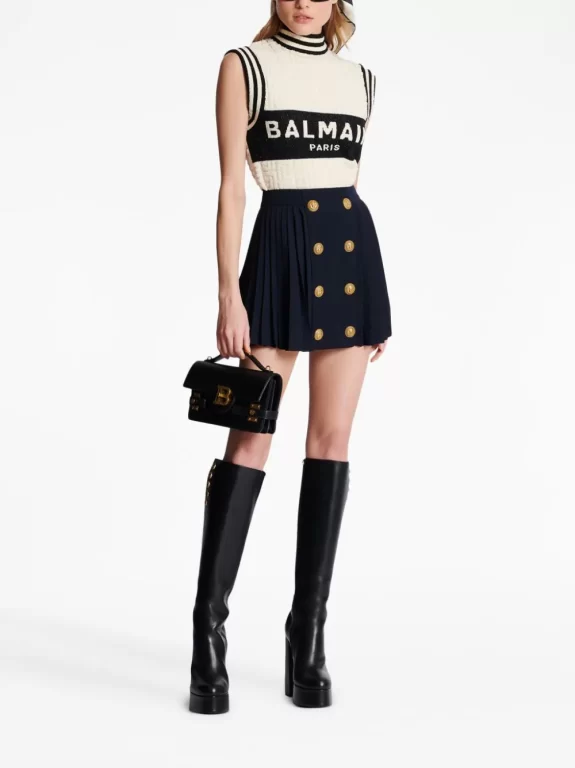 Balmain intarsia-knit monogram knitted top